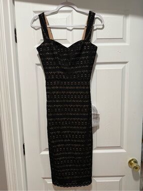 Black Lace Midi Sheath Dress